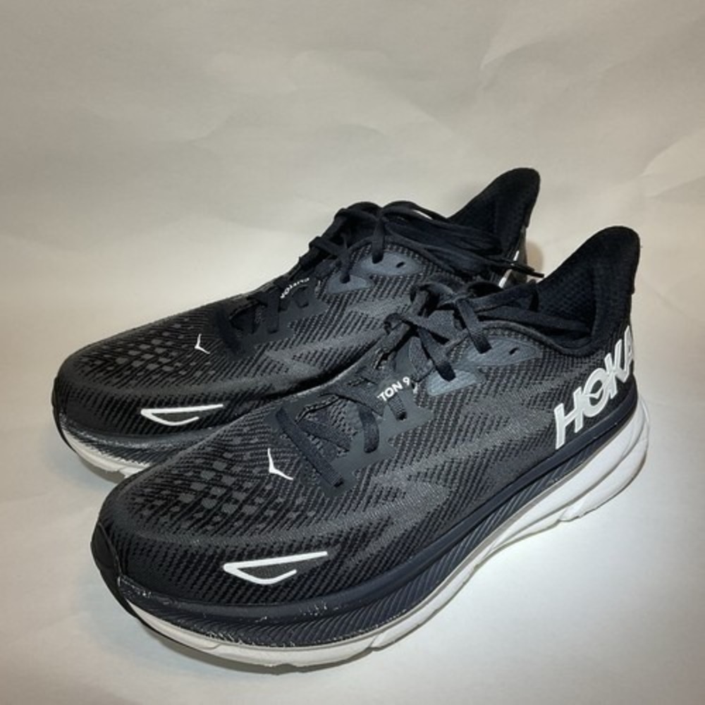 Hoka One One Clifton 9 Black/White Lace Up Running Sneakers Women 10.5B Vietnam